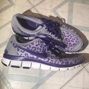 Nike purple cheetah print gym shoes